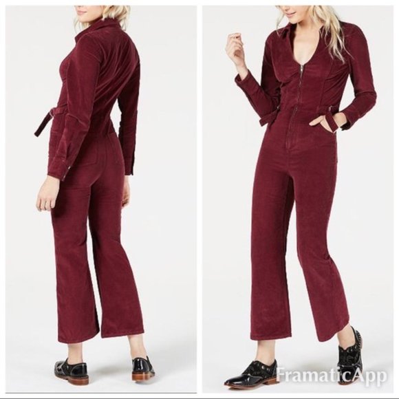 Free People Pants - NWT Free People Velvet Wine Flightsuit Jumpsuit